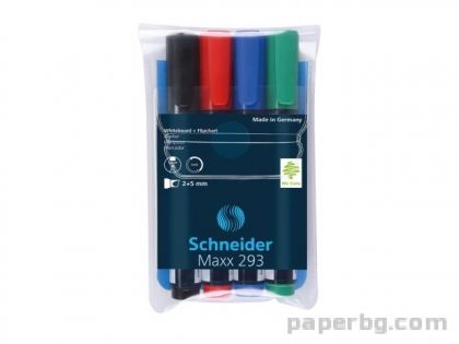 Маркер за бяла дъска скосен Maxx 293, 2+5 мм, 4 цв. бл. Schneider