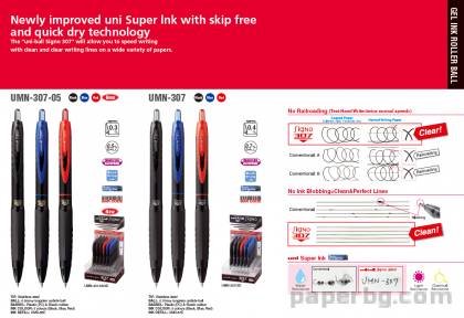 Автоматичен гел ролер UNI SIGNO 307 0.7 мм RT, със синьо мастило, UMN-307 Blue