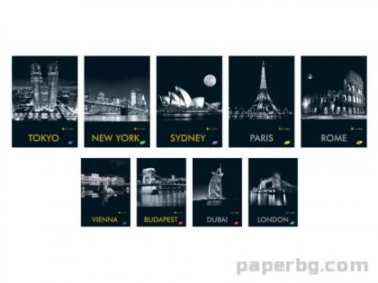 Тетрадка A5 тв.корица мат/UV Cities by night, 96 л.ред, 80 г/м2