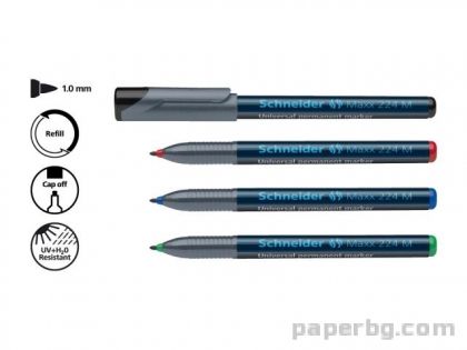 Маркер перманент Maxx 224 M, 1.0 мм - син, червен, зелен, черен