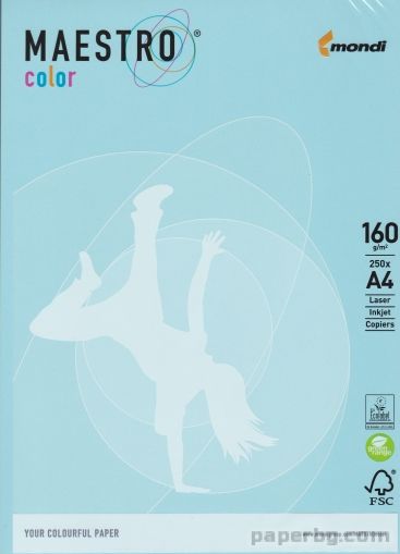 Цв.коп.х. ПАСТЕЛНИ 250/А4/160 gsm  - светло син (MB30)