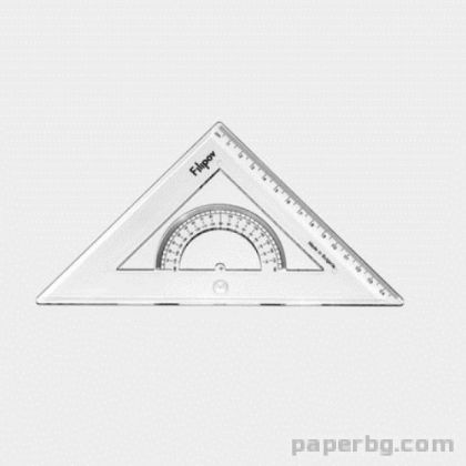 Триъгълник, правоъгълен 15 см / 15 см  с транспортир