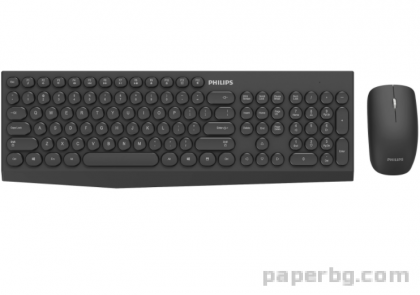 Комплект - клавиатура с кръгли бутони и мишка C323, безжични, Philips 