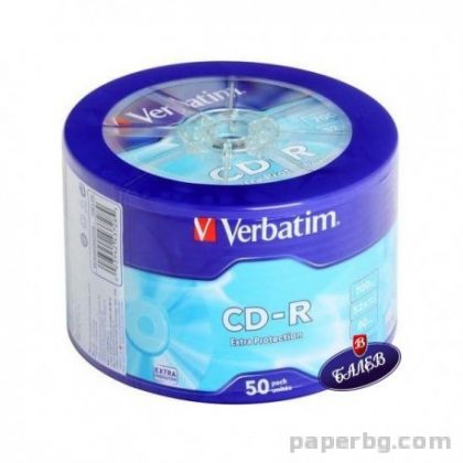 Verbatim CD-R, 700 MB, 52x, със защитно покритие, 50 броя в целофан