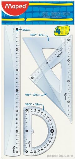 Комплект за чертане Maped - 4 части, с 30 cm линия