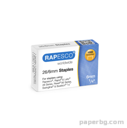 Телчета за телбод, размер 26/6 mm, 1000 броя, Rapesco 
