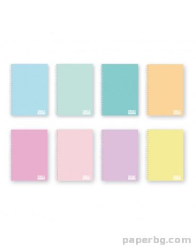 Тетрадка A4 спир. тв.корица Slim UV Pastel Single Colour, 100 л.ред, 2 теми, 70 г/м2