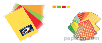 Цвтни самозалепващи етикети формат А4 от неонова хартия, 10 броя в опаковка