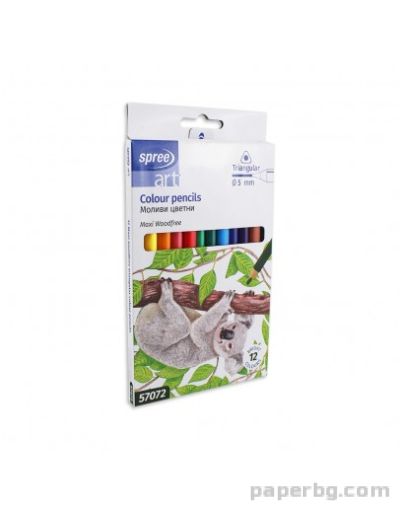 Моливи 12 цв. woodfree Maxi, триъгълни, Ø 5 мм графит