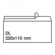 Плик DL, 110 х 220, бял с лента 