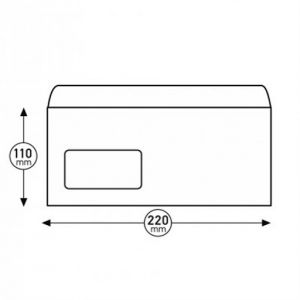 Плик DL, 110 х 220,с ляв прозорец, бял с лента 