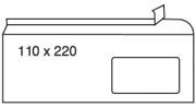 Плик DL, 110 х 220, с десен прозорец, бял с лента 