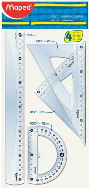 Комплект за чертане Maped - 4 части, с 30 cm линия