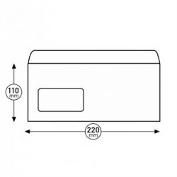 Плик DL, 110 х 220,с ляв прозорец, бял с лента 
