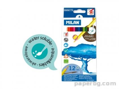 Моливи 12 цвята, акварелни, с четка