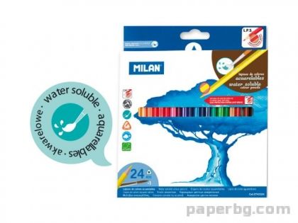 Моливи 24 цвята, акварелни, с четка