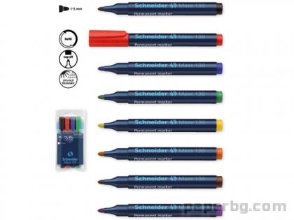 Маркер перманент объл Maxx 130, 3 мм - черен, червен, син и зелен