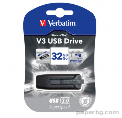 Verbatim USB флаш памет V3, USB 3.2, 32 GB, черна