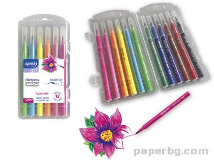 Флумастери четка Art, PP кутия, 12 цвята