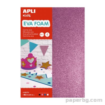 Бяла, черна, червена и синя блестяща EVA пяна А4 4 листа