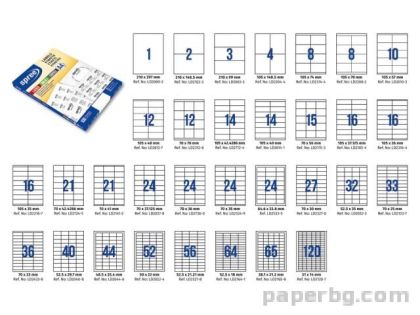 Етикети лепящи правоъгълни, 100 л., A4