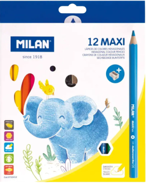 Моливи, MAXI-шестоъгълни, 12 цвята, MILAN